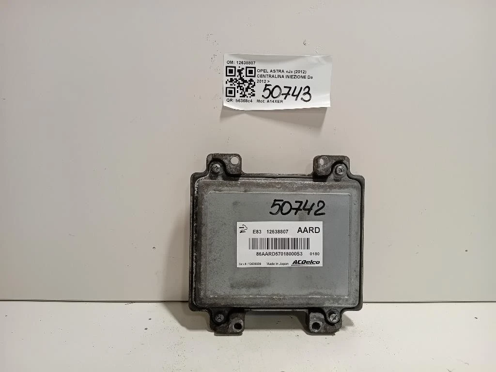 Centralina Iniezione 12638807 Opel Astra J 2012