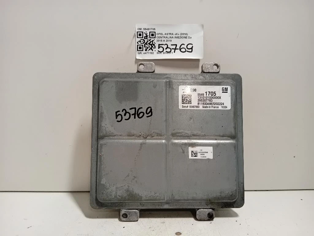 Centralina Iniezione 55491705 Opel Astra K 2016