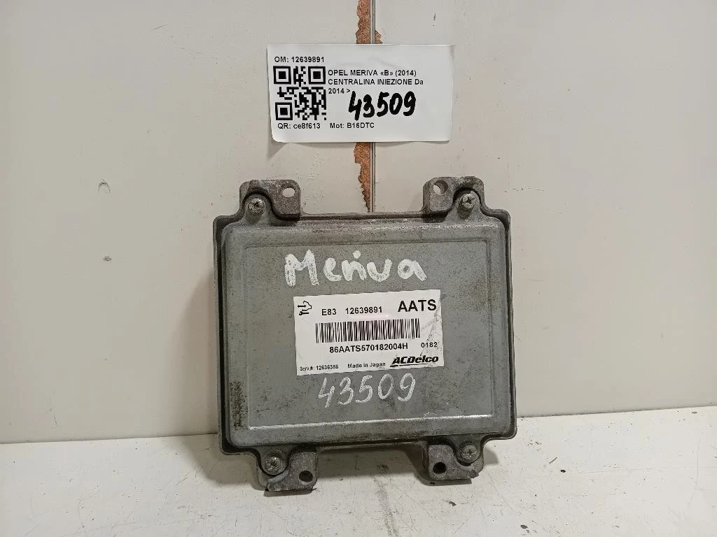 Centralina Iniezione 12639891 MOTORE ECU Opel Meriva B 2014