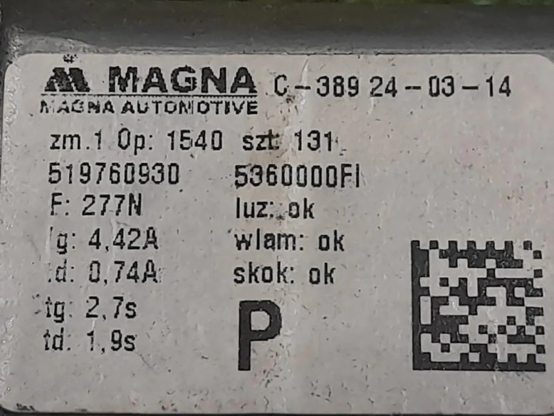 Alzacristallo Porta ANT DX 519760930 Fiat 500 II 2008