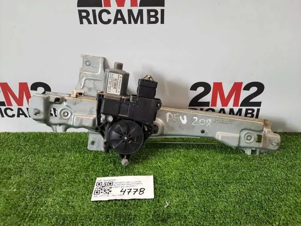 Alzacristallo Porta POST DX 9816402280 Peugeot 208 I 2015