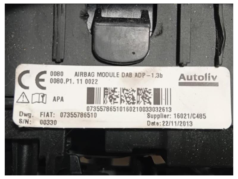 Air-bag Guidatore 07355786510 Fiat 500L 2013