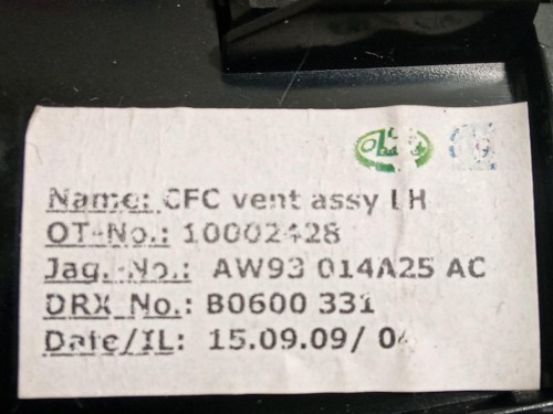 Griglia Condotto ARIA Console Centrale POST POST SX AW93-014A25-AC Jaguar XJ6 III 2003