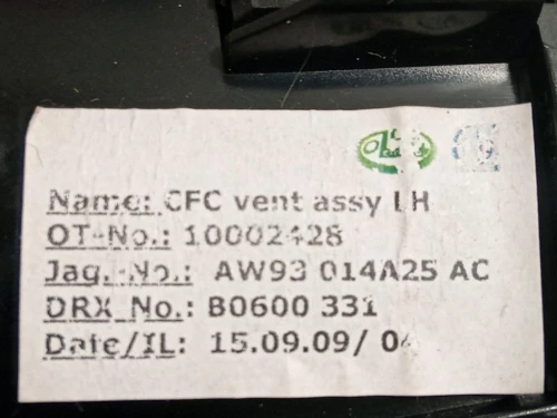 Griglia Condotto ARIA Console Centrale POST POST SX AW93-014A25-AC Jaguar XJ6 III 2003