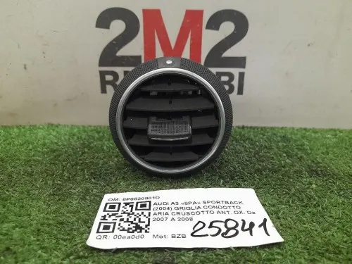 Griglia Condotto ARIA Cruscotto ANT DX 8P0820901D Audi A3 8PA Sportback 2004