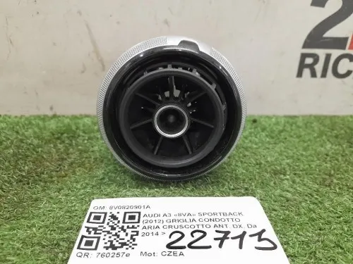 Griglia Condotto ARIA Cruscotto ANT DX 8V0820901A Audi A3 8VA Sportback 2012