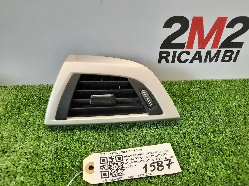 Griglia Condotto ARIA Cruscotto ANT DX 64229205356 Bmw Serie 1 F20 Berlina 2015