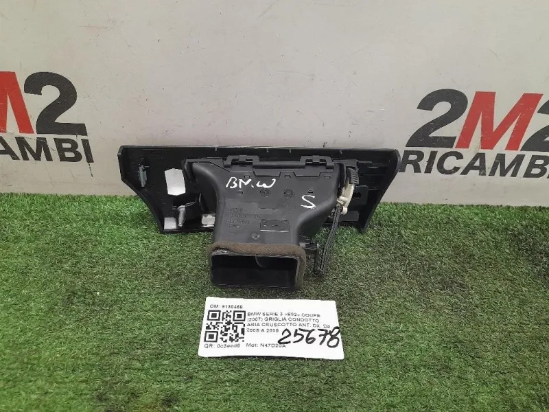 Griglia Condotto ARIA Cruscotto ANT DX 9130468 Bmw Serie 3 E92 Coupe 2007