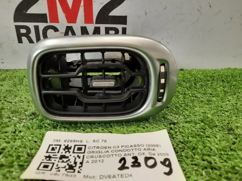 Griglia Condotto ARIA Cruscotto ANT DX 8265HS Citroen C3 Picasso 2009