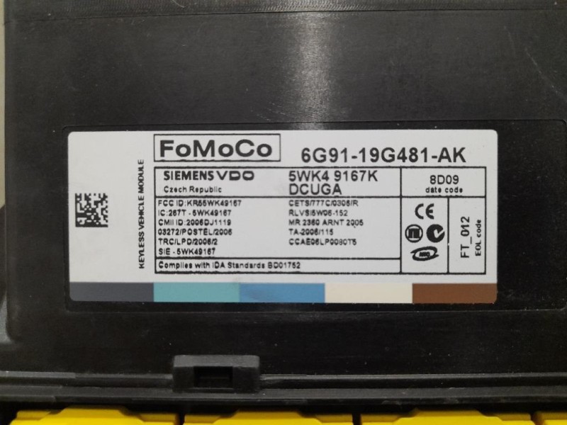 Centralina Keyless GO 6G9119G481AK Jaguar XF I 2008