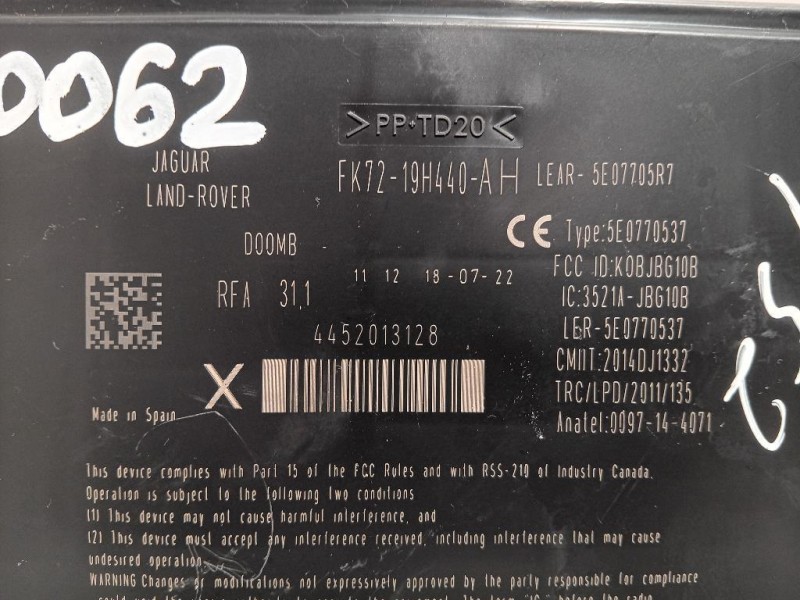 Centralina Keyless GO FK72-19H440-AH Land Rover Range Rover Evoque I 2015