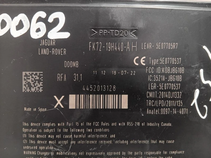 Centralina Keyless GO FK72-19H440-AH Land Rover Range Rover Evoque I 2015