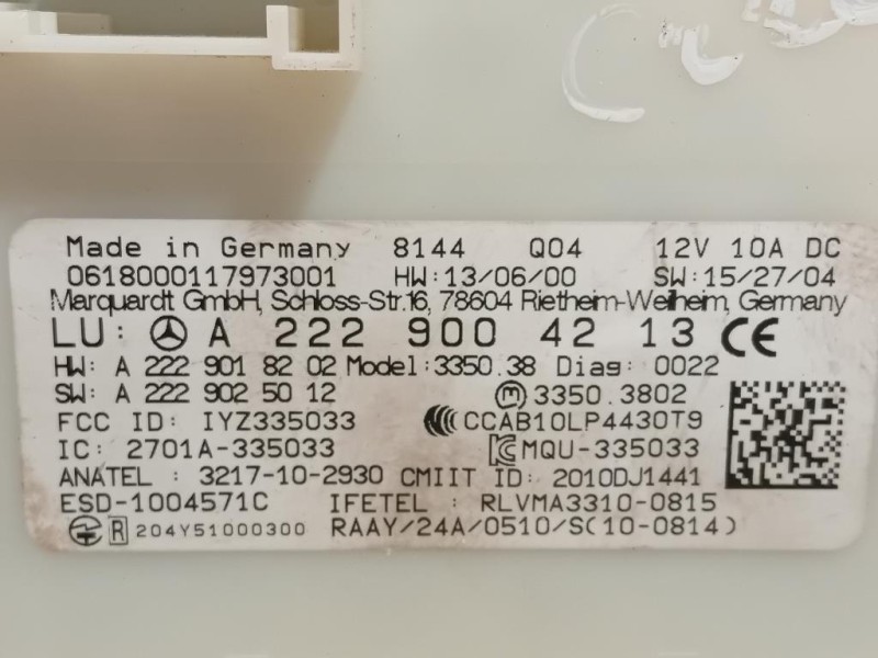 Centralina Keyless GO A2229004213 Mercedes Classe C W205 2014