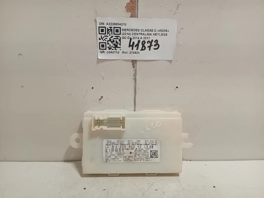 Centralina Keyless GO A2229004213 Mercedes Classe C W205 2014