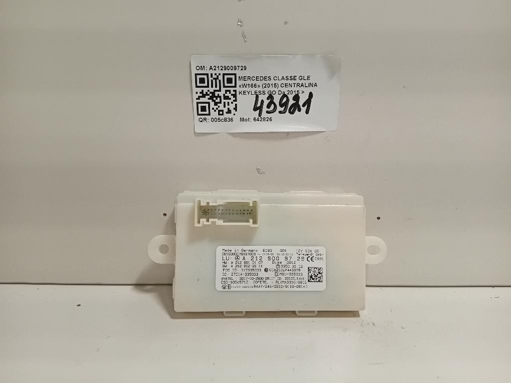 Centralina Keyless GO A2129009729 Mercedes Classe GLE W166 2015