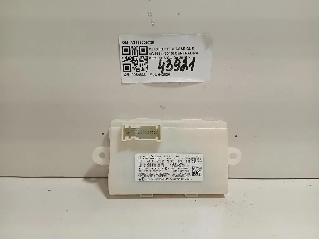 Centralina Keyless GO A2129009729 Mercedes Classe GLE W166 2015