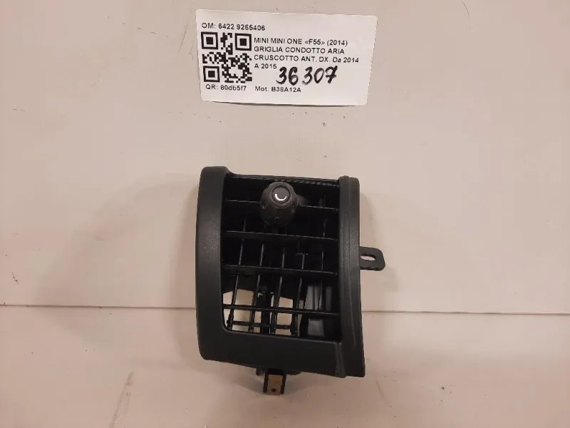 Griglia Condotto ARIA Cruscotto ANT DX 6422 9265406 Mini MINI ONE F55 2014