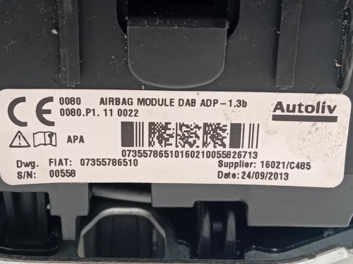 Air-bag Guidatore 07355786510 Fiat 500L 2013