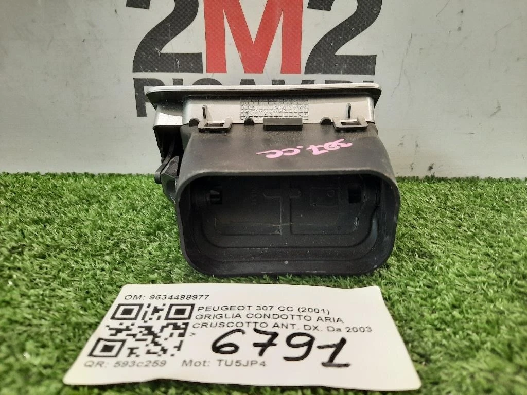 Griglia Condotto ARIA Cruscotto ANT DX 9634498977 DX Peugeot 307 CC 2001
