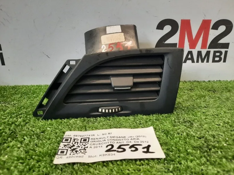 Griglia Condotto ARIA Cruscotto ANT DX 687607741R Renault Mégane III 2012