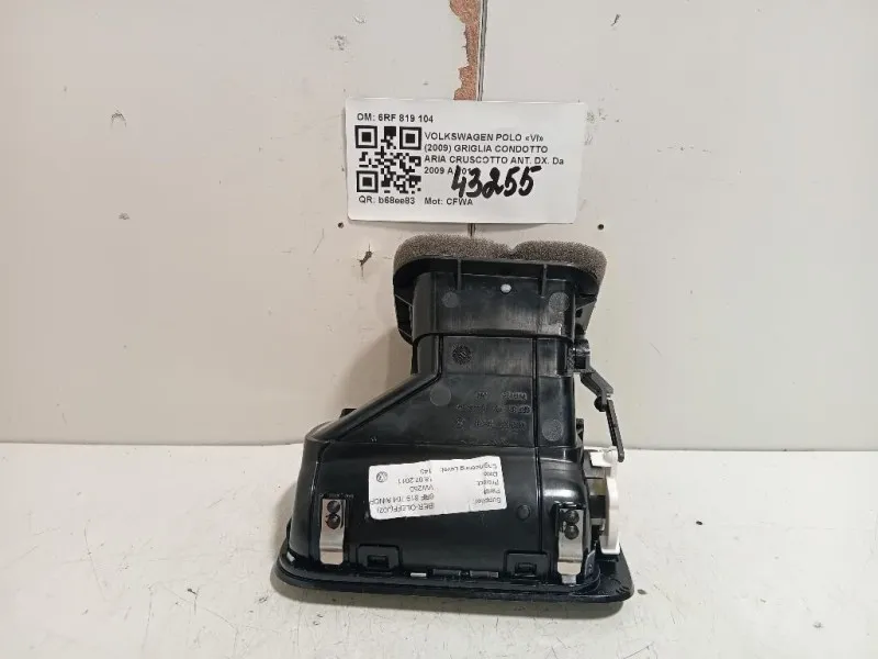 Griglia Condotto ARIA Cruscotto ANT DX 6RF 819 104 Volkswagen POLO VI 2009