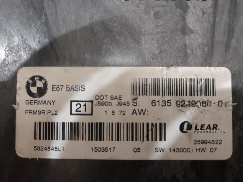 Centralina LUCI Interne 61359249080 Bmw Serie 1 E87 Berlina 2005