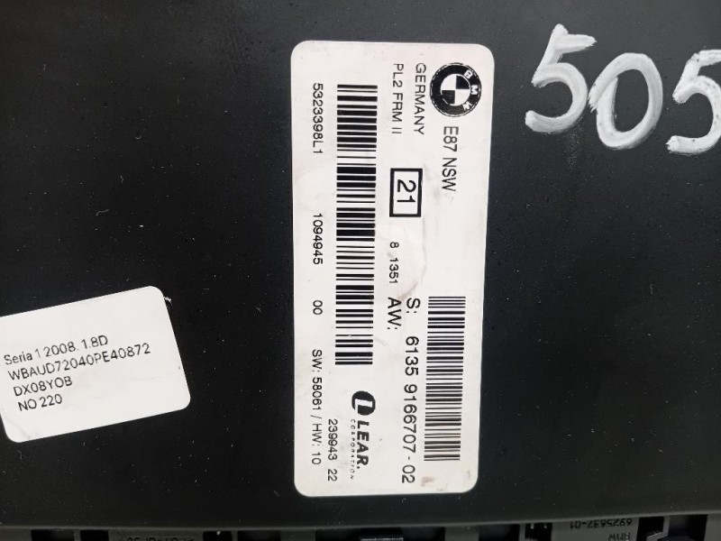 Centralina LUCI Interne 61359166707 Bmw Serie 1 E87 Berlina 2005