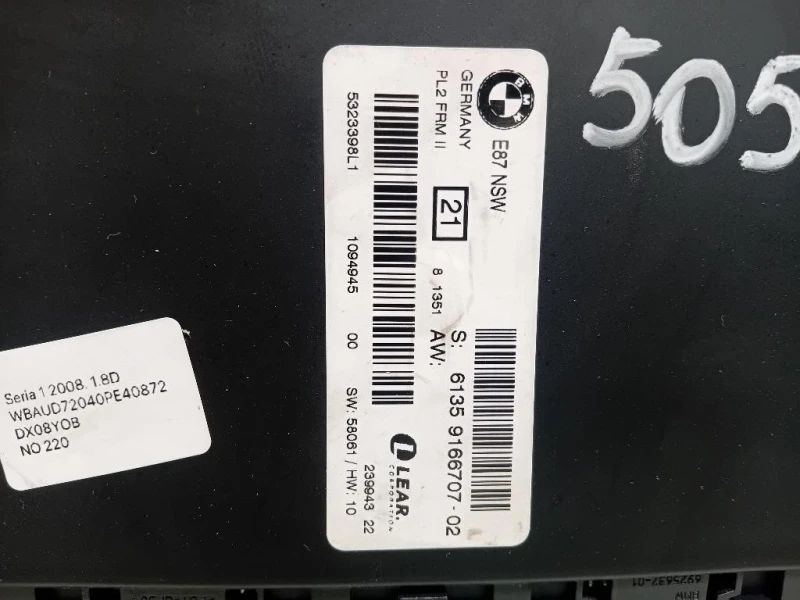 Centralina LUCI Interne 61359166707 Bmw Serie 1 E87 Berlina 2005