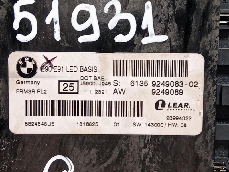 Centralina LUCI Interne 6135924908302 Bmw Serie 3 E90 Berlina 2005