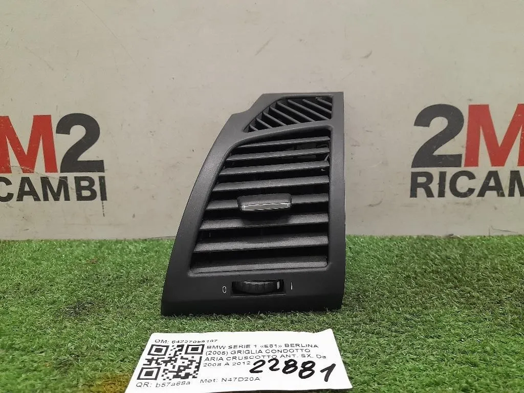 Griglia Condotto ARIA Cruscotto ANT SX 64227059187 Bmw Serie 1 E81 Berlina 2005