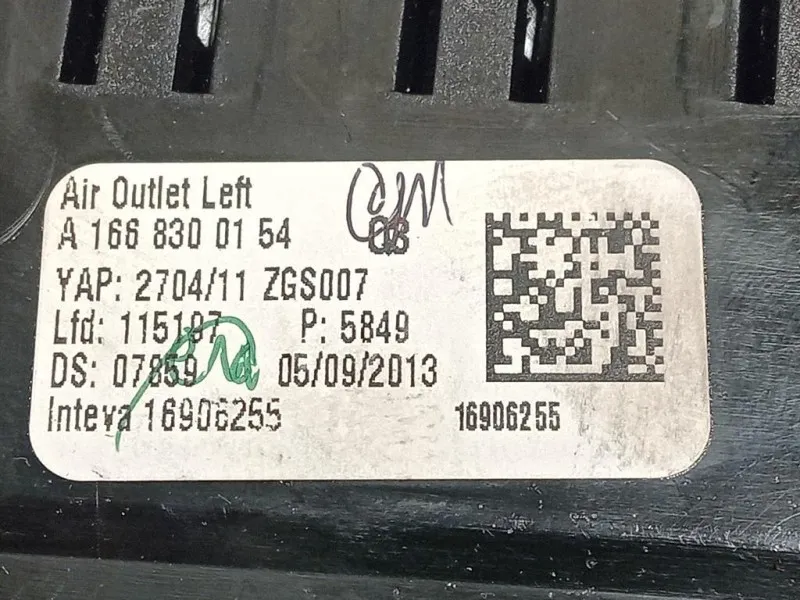 Griglia Condotto ARIA Cruscotto ANT SX A1668300154 Mercedes Classe ML W166 2012