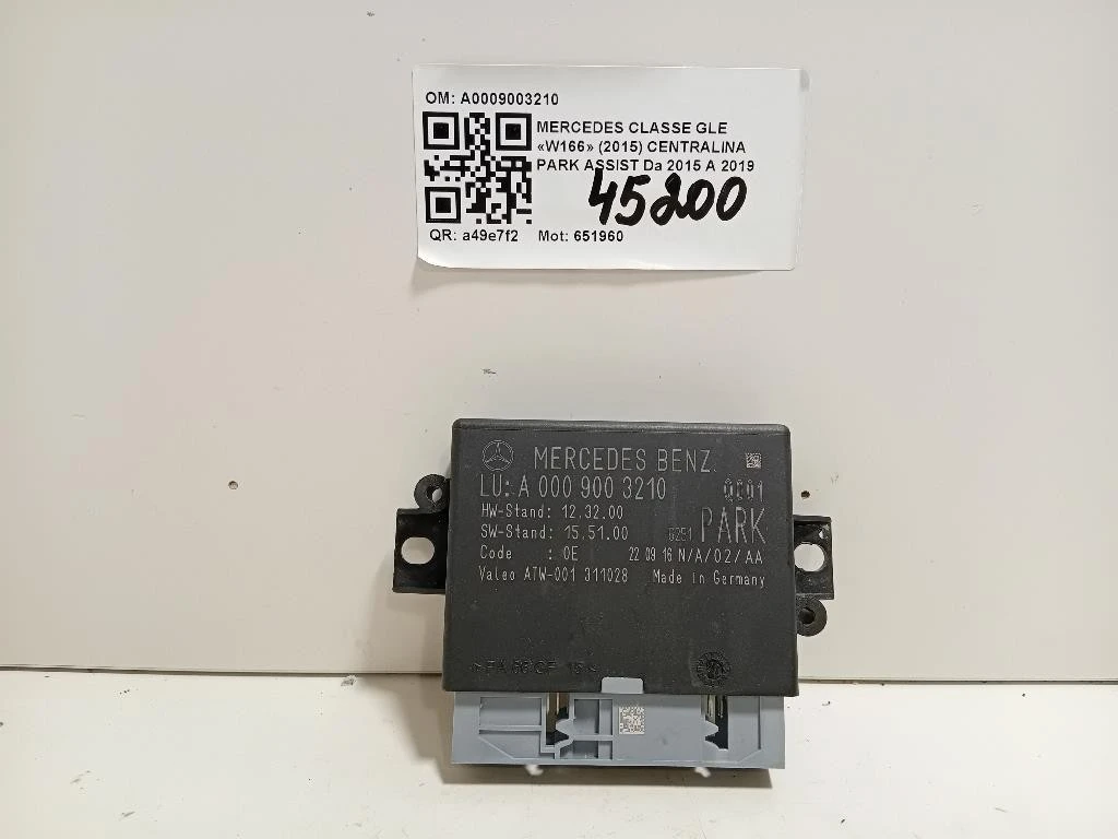 Centralina PARK Assist A0009003210 Mercedes Classe GLE W166 2015
