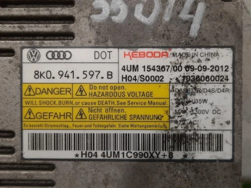 Centralina Proiettori Xenon 8K0 941 597 BCENTRALINA ILLUMINAZIONE Audi A3 8P1 2010