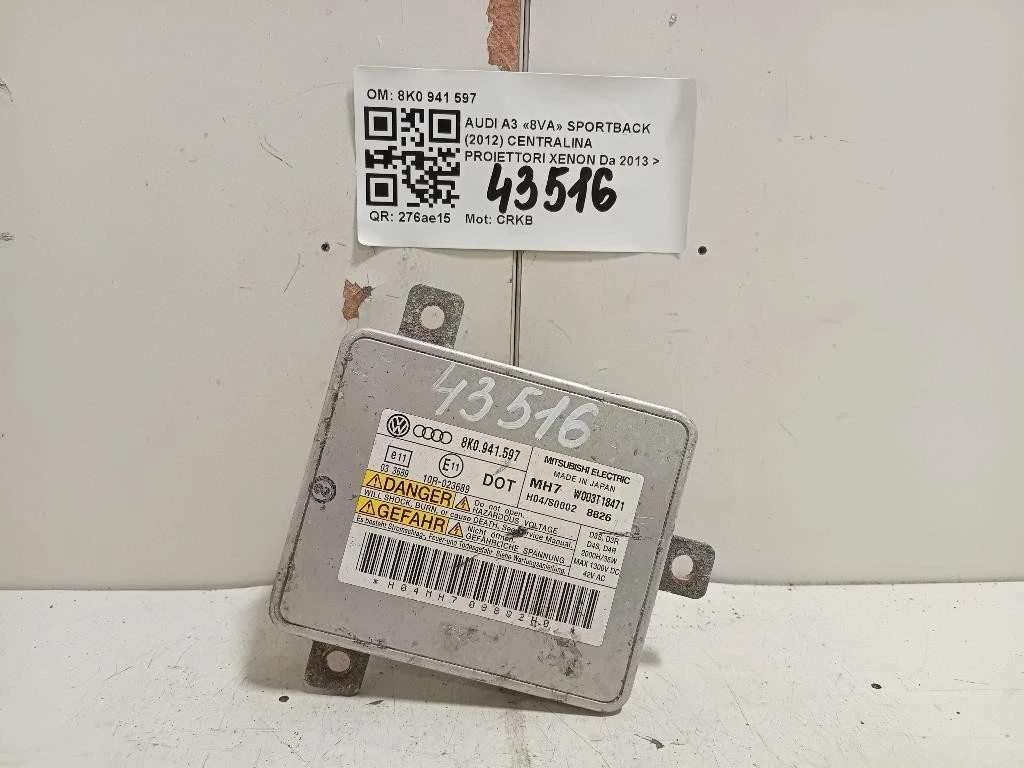 Centralina Proiettori Xenon 8K0 941 597 Audi A3 8VA Sportback 2012
