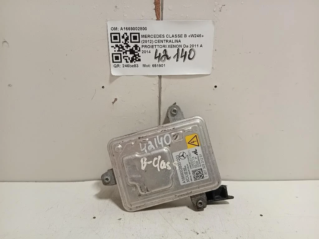 Centralina Proiettori Xenon A1669002800 Mercedes Classe B W246 2012