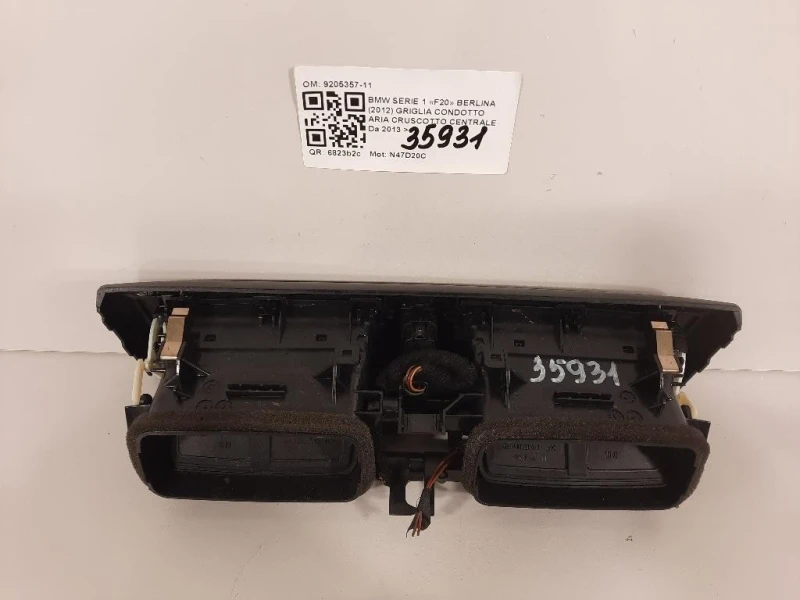 Griglia Condotto ARIA Cruscotto Centrale 9205357-11 Bmw Serie 1 F20 Berlina 2012