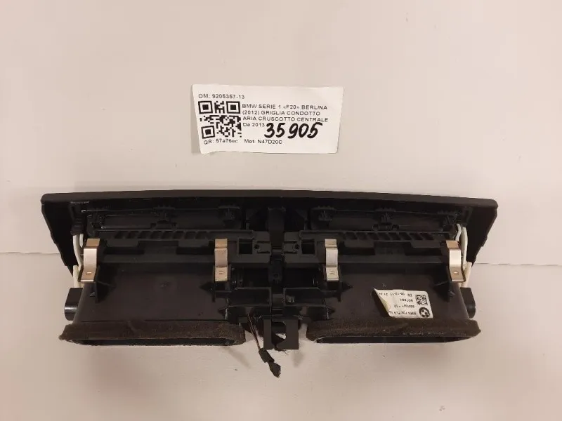 Griglia Condotto ARIA Cruscotto Centrale 9205357-13 Bmw Serie 1 F20 Berlina 2012