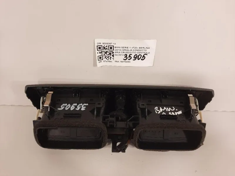 Griglia Condotto ARIA Cruscotto Centrale 9205357-13 Bmw Serie 1 F20 Berlina 2012