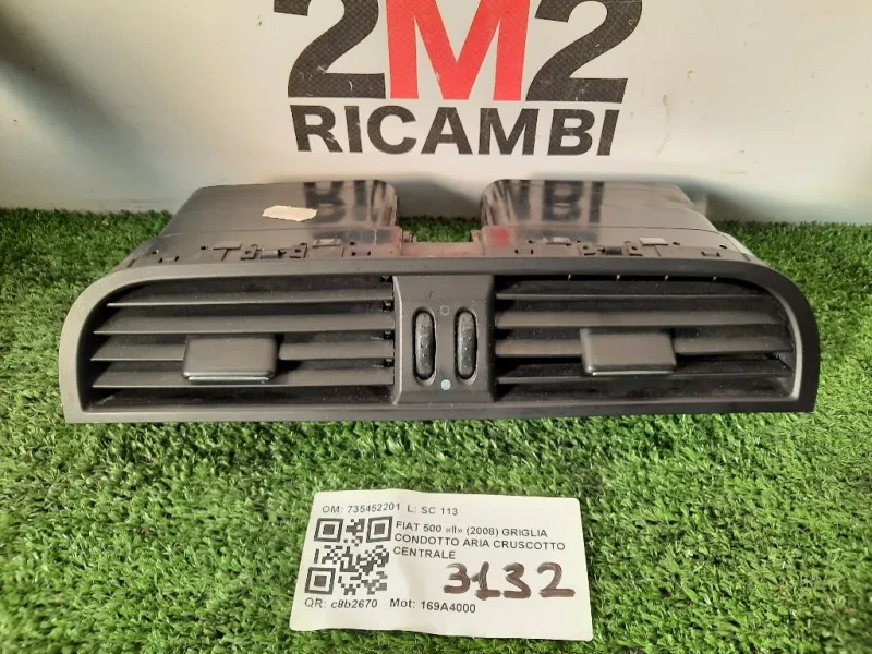 Griglia Condotto ARIA Cruscotto Centrale 735452201 Fiat 500 II 2008