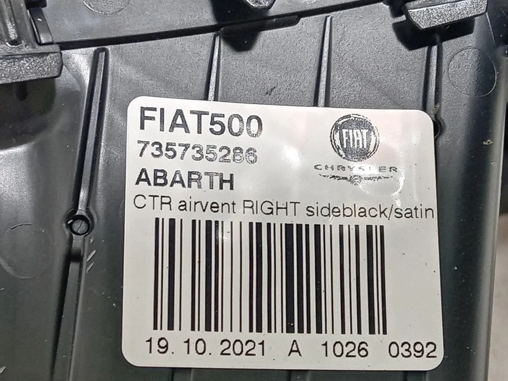 Griglia Condotto ARIA Cruscotto Centrale 3121419001 Fiat 500 II 2008