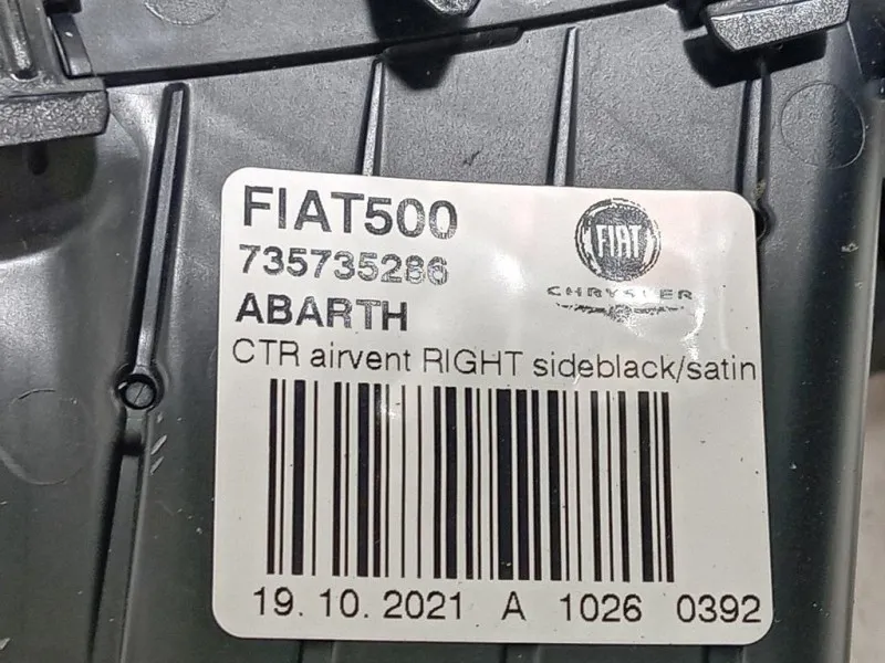 Griglia Condotto ARIA Cruscotto Centrale 3121419001 Fiat 500 II 2008