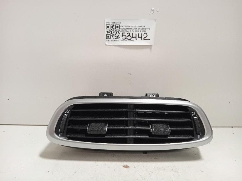Griglia Condotto ARIA Cruscotto Centrale 735572564 Fiat 500X 2018