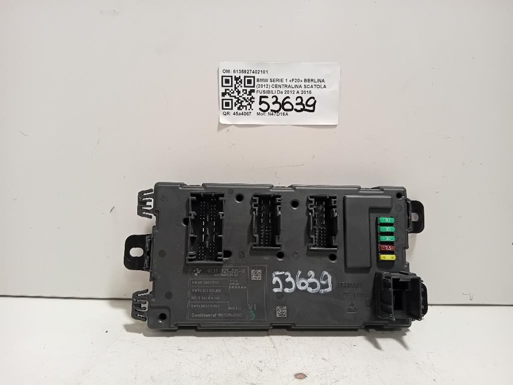 Centralina Scatola Fusibili 6135927402101 Bmw Serie 1 F20 Berlina 2012