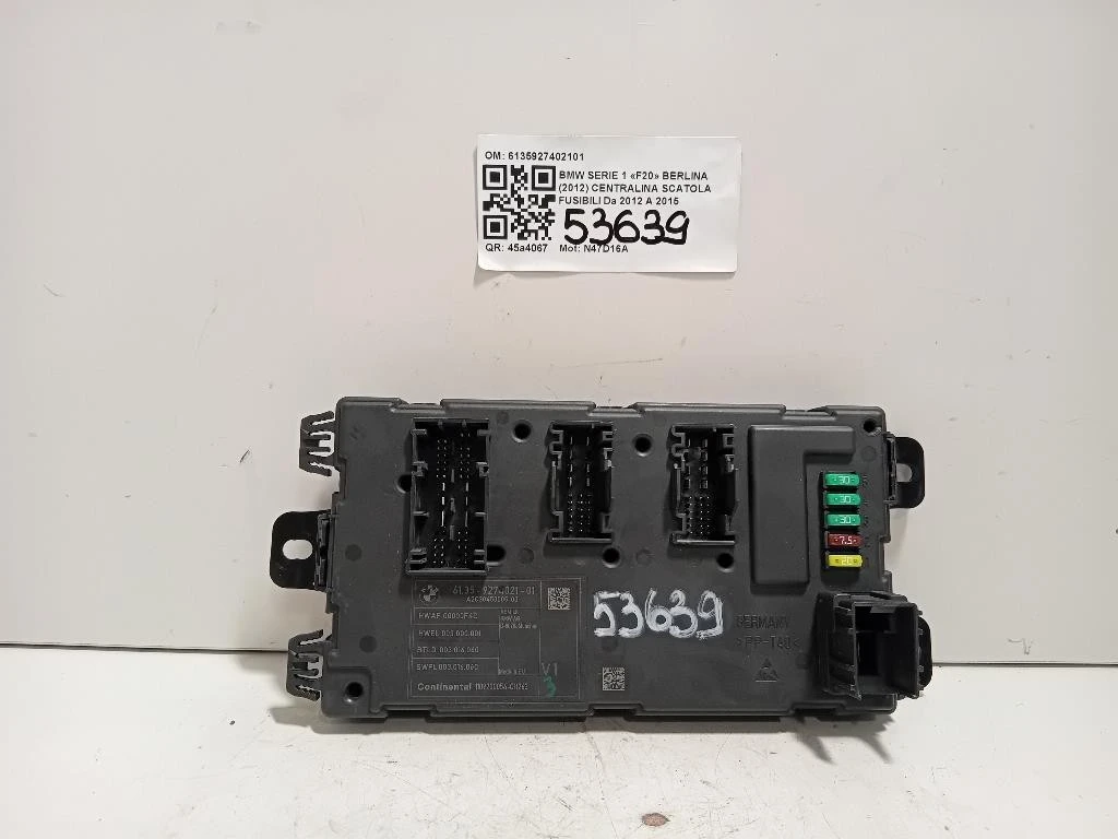 Centralina Scatola Fusibili 6135927402101 Bmw Serie 1 F20 Berlina 2012