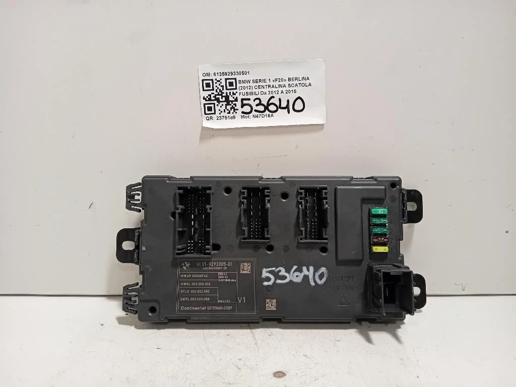Centralina Scatola Fusibili 6135929330501 Bmw Serie 1 F20 Berlina 2012