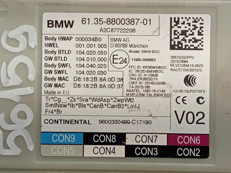 Centralina Scatola Fusibili 61358800387 Bmw Serie 5 G30 Berlina 2016