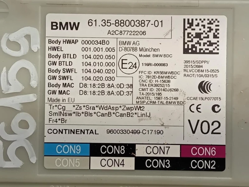 Centralina Scatola Fusibili 61358800387 Bmw Serie 5 G30 Berlina 2016