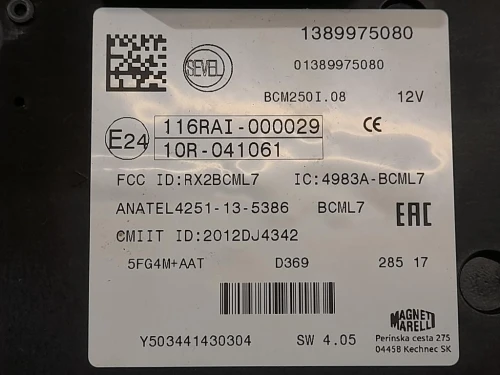 Centralina Scatola Fusibili 1389975080 Citroen Jumper III 2014