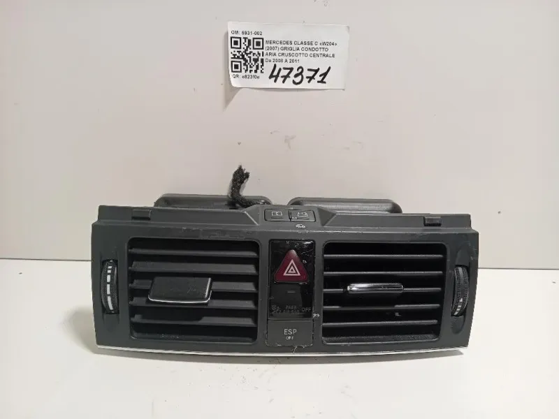 Griglia Condotto ARIA Cruscotto Centrale 5931-002 Mercedes Classe C W204 2007