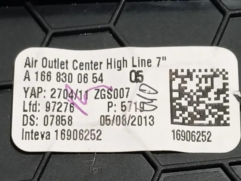 Griglia Condotto ARIA Cruscotto Centrale A1668300654 Mercedes Classe ML W166 2012